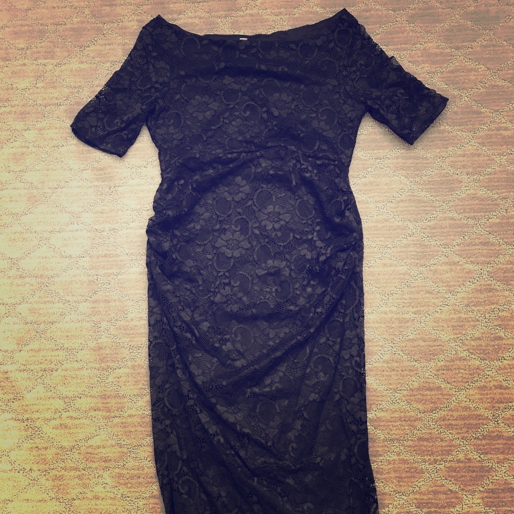 ASOS black lace maternity dress